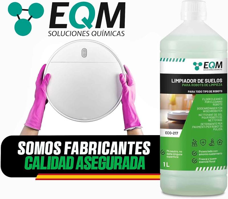 EQM - ECO-217 - Limpador de Pavimentos para Robôs de Limpeza - 2x1 L - Adequado para Qualquer Superfície graças ao seu pH Neutro - Aroma Floral Agradável