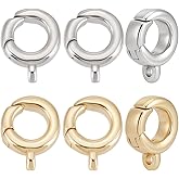 Beebeecraft 10Pcs 2 Colors Spring Gate Rings 18K Gold Plated Round 10mm Spring Ring Clasps and Closures with Hole for Bracelet Necklace Connectors DIY Jewelry Making Supplies