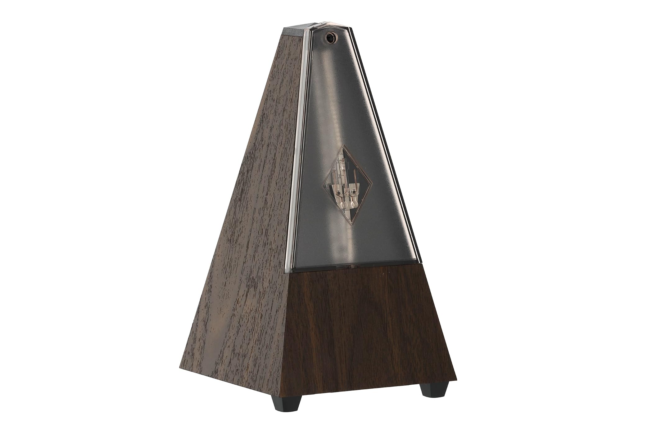 Wittner Metronome Taktell Pyramid Shape System Maelzel Series 800K - Plastic casing - Without bell - With plexiglass lid - Walnut grain - Mechanically wound - No batteries required - Made in Germany