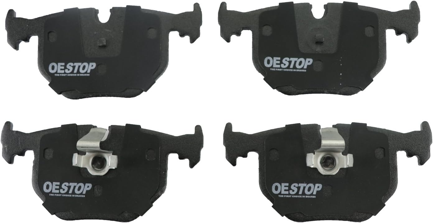 OE STOP OS683 Semi-Metallic Premium Brake Pad Set With Installation Hardware, Rear, 1 Pack
