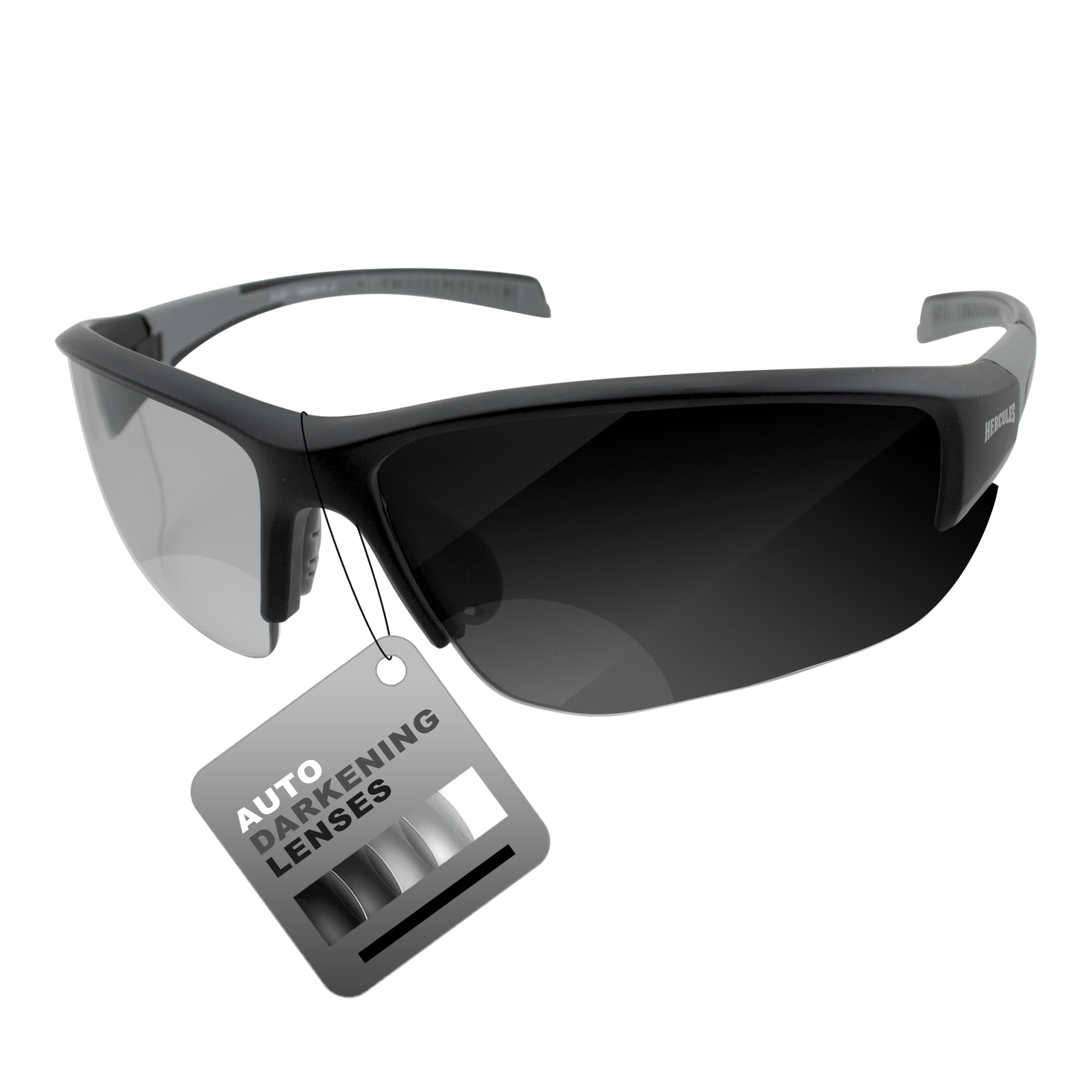 Global Vision Hercules 7 24-Hour Photochromic Bifocal +2.0 Lens Safety Glasses Clear to Smoke Z87.1