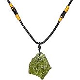Moldavite Crystal Necklace for Men Women, Handmade Irregular Stone Pendant Crystal Energy Stone