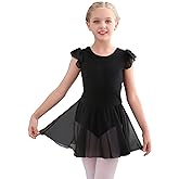Stelle Ballet Leotards for Girls Dance Leotard with Skirt Toddler Pink Ballet Outfit Ruffle Sleeve Kids Dance Dress