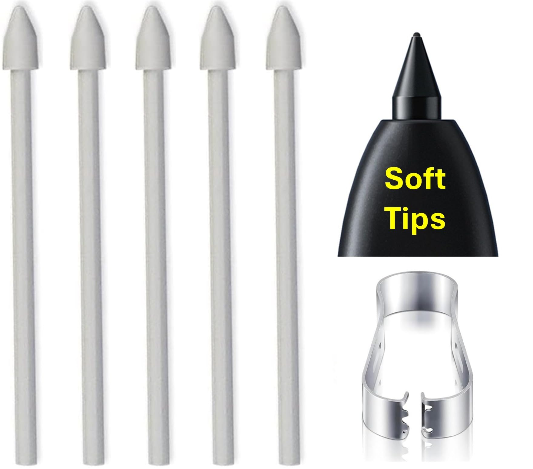 Photo 1 of (5*Soft Tips) OEM Tab S9 /S10 Pen Tips Replacement for Samsung Galaxy Tab S9/S9 FE/S10FE/S10 Stylus Pen,Tab S9 FE Pen Replacement Tips,Nibs+Tweezers (5*Soft Tips White)