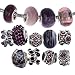RUBYCA Murano Lampwork Charm Glass Beads Tibetan Crystal European Bracelet Mix Assortment Purple 15Pcs
