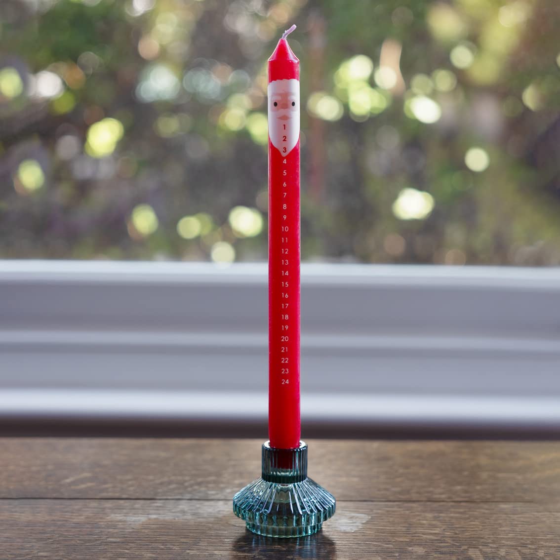 Talking Tables Red Santa Claus Christmas Advent Candle | 30cm Wax Candlestick, Dates to Countdown to Xmas Day | Festive Wreath, Table Decorations