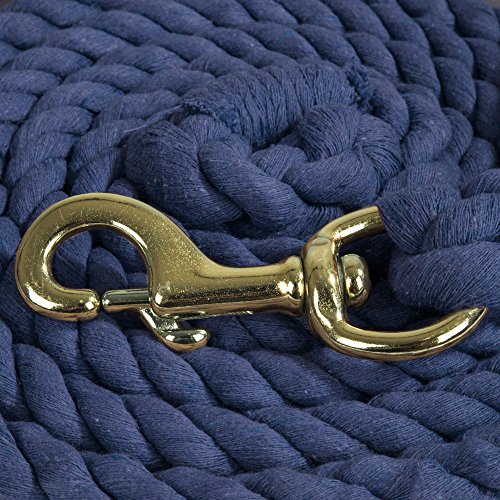 Intrepid International Horse Tack - Heavy Duty Cotton Rope Lead Ropes for Horses, with Durable Brass Trigger Snap, Attaches to Halter or Harness, Soft and Comfortable Grip - Navy, 10 Feet - Thumbnail 4