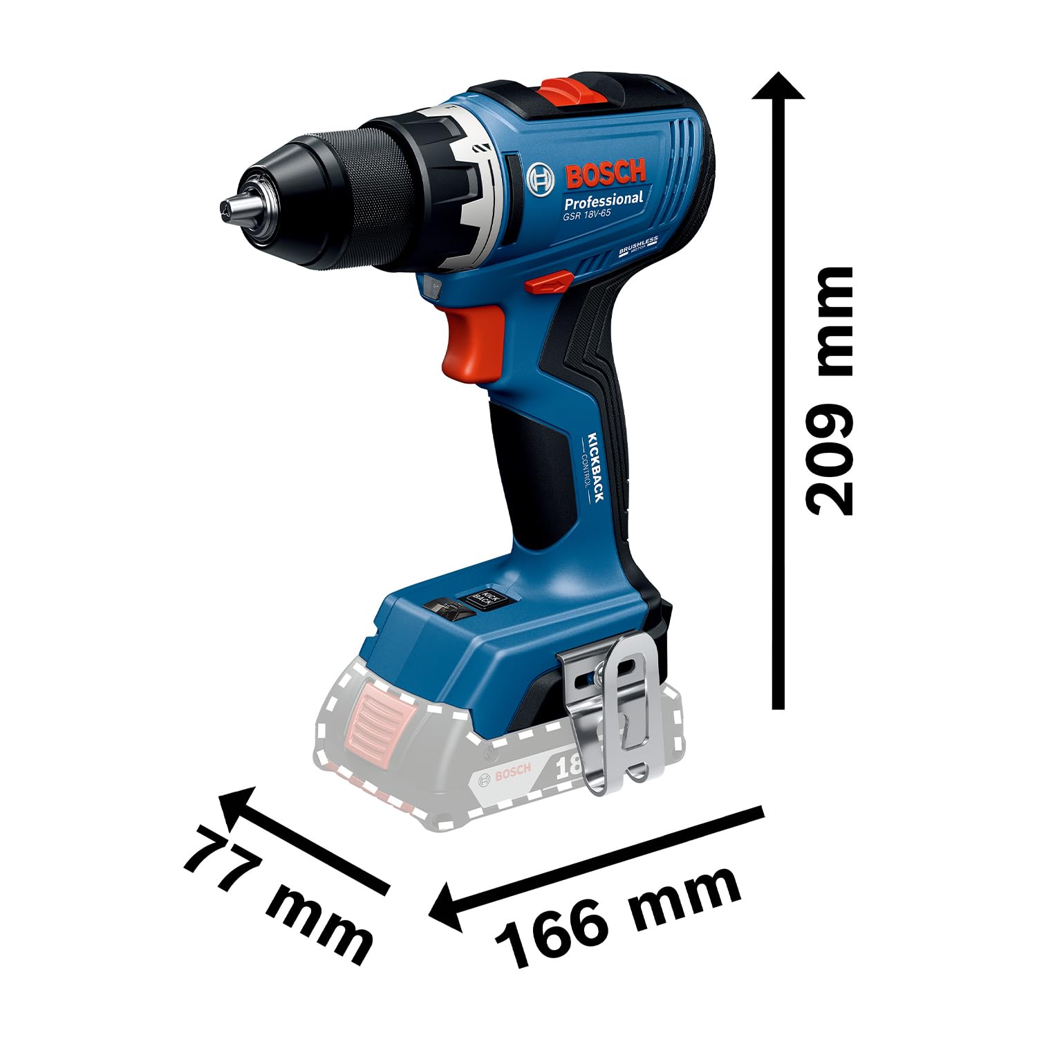 Bosch Professional 18V System Akku-Bohrschrauber GSR 18V-65 (bürstenloser Motor, Kopflänge 166, inkl. L-BOXX) 5