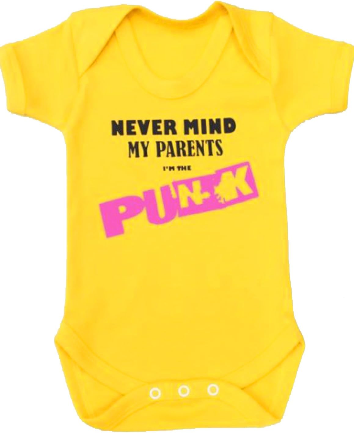 Baby Moo's PUNK Baby Grow for Boys or Girls, Yellow, 0-3 Months