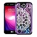 LG Fiesta LTE Case, LG X Charge, LG X Power 2 Hybrid Dual Layer Protection Hard Cover Jewel Rhinestone [Shock Resistant Defender] Crystal Bling Case LG X Power2 by Zase (Diamond Purple Mandala Flower)
