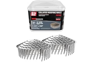 Grip Rite Prime Guard Max MAXC62873 1-1/4-Inch Coil Roofing 304 Ring Shank, Stainless Steel, 600-Pack