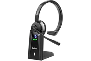 Bluetooth Headset, Wireless Headset with Mic for Work, Advanced AI Noise Cancelling Microphone (Clear Calls & Mic Mute), Blue