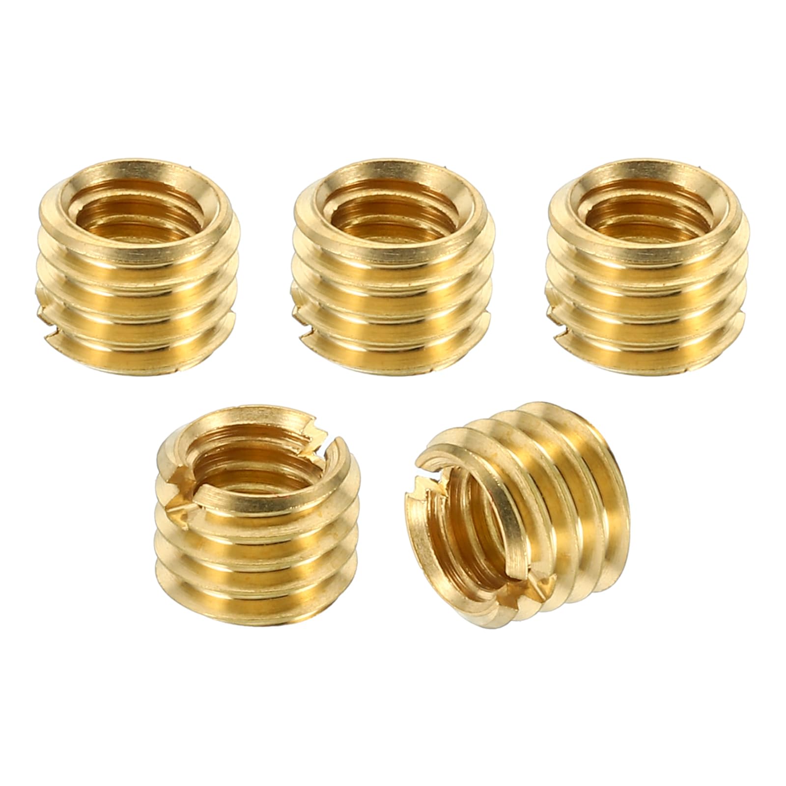PATIKIL Brass Threaded Repair Insert Nut, 5 Pcs M8x1.25 Male to M6x1 Female Thread Sleeve Inserts Reducing Nut Adapter Reducer Screw Sleeves 6mm