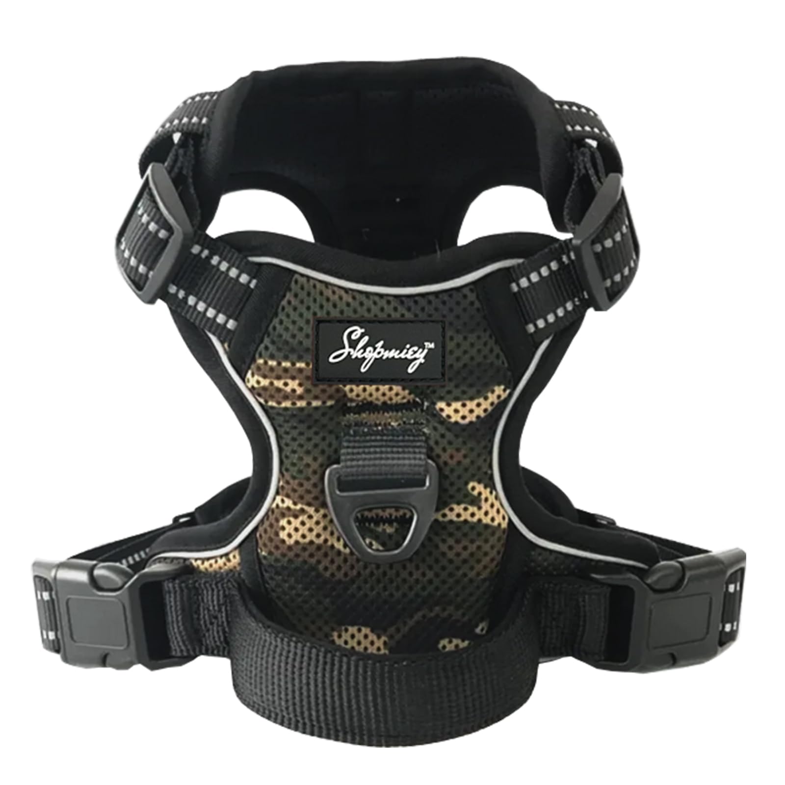 ShopMiey Dog Harness No Pull Pet Harness with 2 Leash Clips, Adjustable Soft Padded Pet Vest, Reflective No-Choke with Easy Control Handle for Training or Walking (Camouflage, Small) — image 1