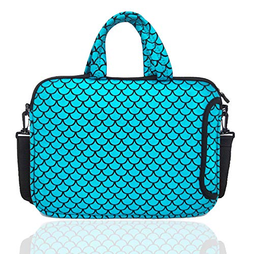 10.5-Inch Laptop Ipad Shoulder Carrying Bag Case Sleeve for 9.6" 9.7" 10" 10.1" 10.5" Ipad/Netbook/Tablet/Reader, Mermaid Scale (Blue) - Thumbnail 5