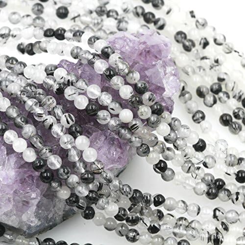 98 pcs 4mm Tourmalinated Quartz Loose Spacer Beads Round 15.5 inch strand