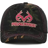 Realtree Pink Logo Camo Trucker Hat &ndash; Women's Baseball Hunting Cap, Mesh Back, Adjustable Strap, One Size