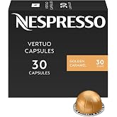 Nespresso Vertuo, Golden Caramel, Medium Roast, 30-Count Coffee Pods | Medium-Roast Coffee Capsules, Golden caramel and biscuity notes with velvety body