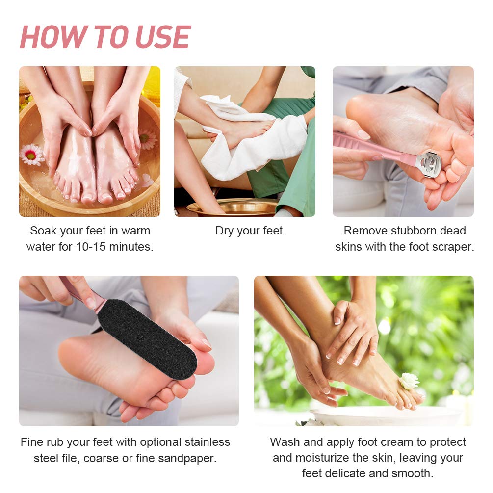 Professional Pedicure Foot File Kit, Double-Sided Colossal Stainless Steel Foot Rasp Foot Scraper and Callus Remover Dead Skin Corn Remover for Feet : Beauty