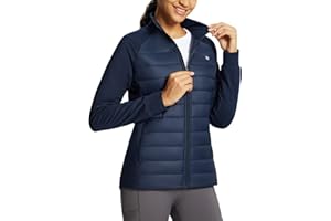 baleaf Women's Running Jacket Winter Lightweight Water Resistant Puffer Coat Fall Cold Weather Hiking Zip Pockets