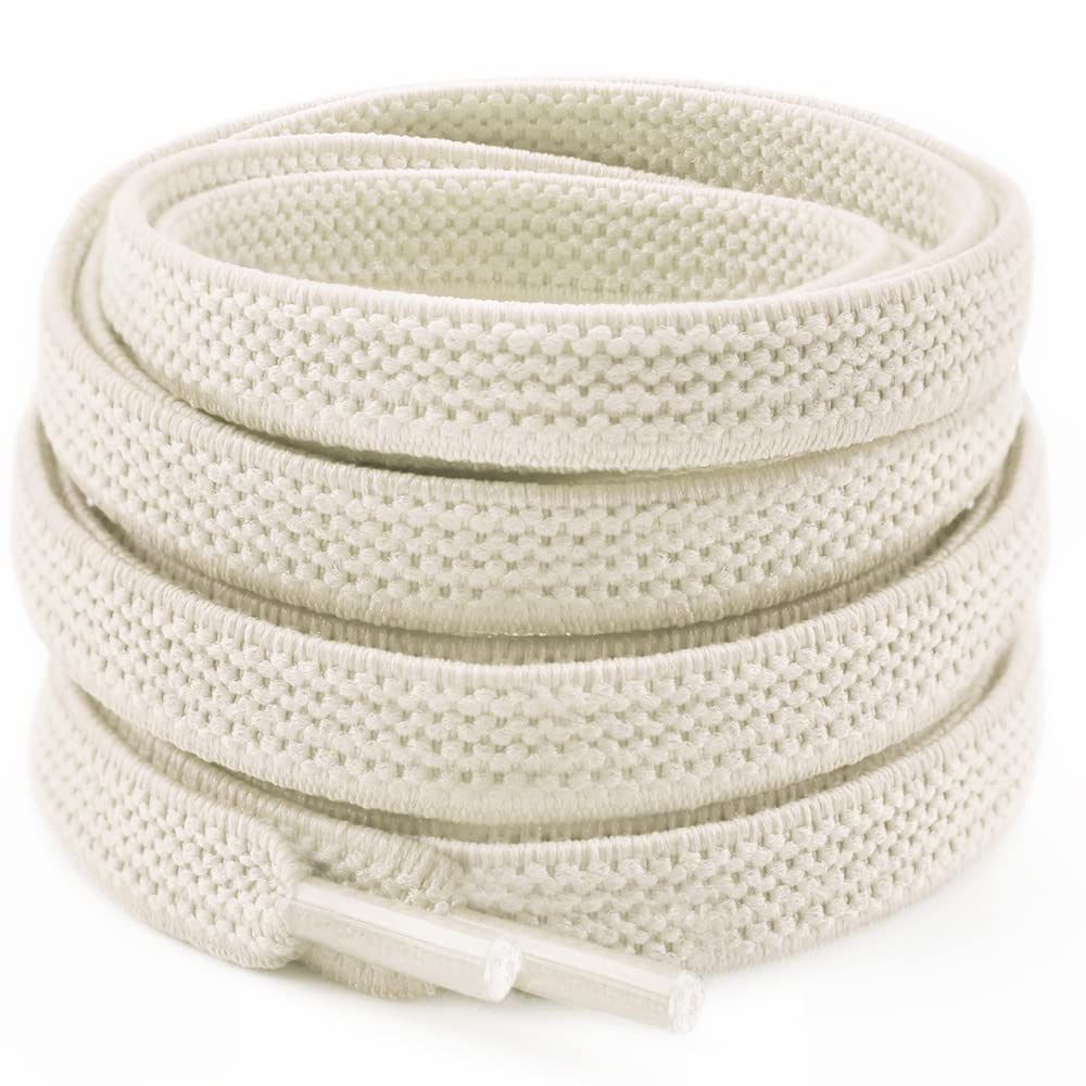 Photo 1 of RJ-Sport 2 Pairs Beige Elastic Shoe Laces for Adults Sneakers, Flat Bungee Laces for High Tops - 54 inches