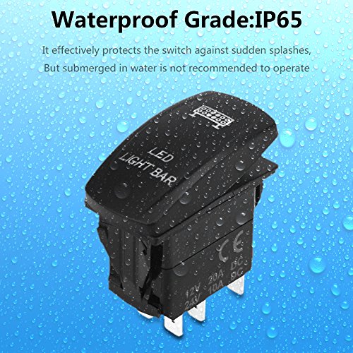 image for WATERWICH 5 Pin Led Light Bar illuminated Rocker Toggle Switch Waterpr