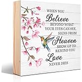 Vgrti When You Believe Beyond What Your Eyes Can See Wooden Box Sign, Hummingbird Bereavement Desk Decor, Memorial Sympathy Gifts for Women Men Dad Mom Aunt Friend Sister Coworker Hummingbird Lover