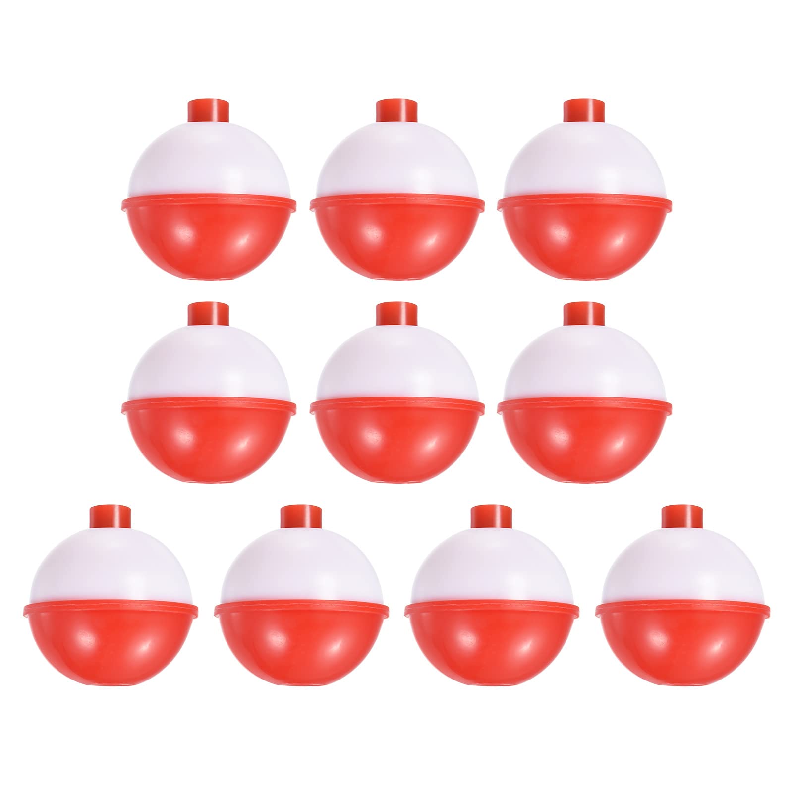 PATIKIL 1.5 Inch Fishing Bobber, 10 Pack Hard ABS Push Button Round Buoy Fishing Float Tackle, Red and White