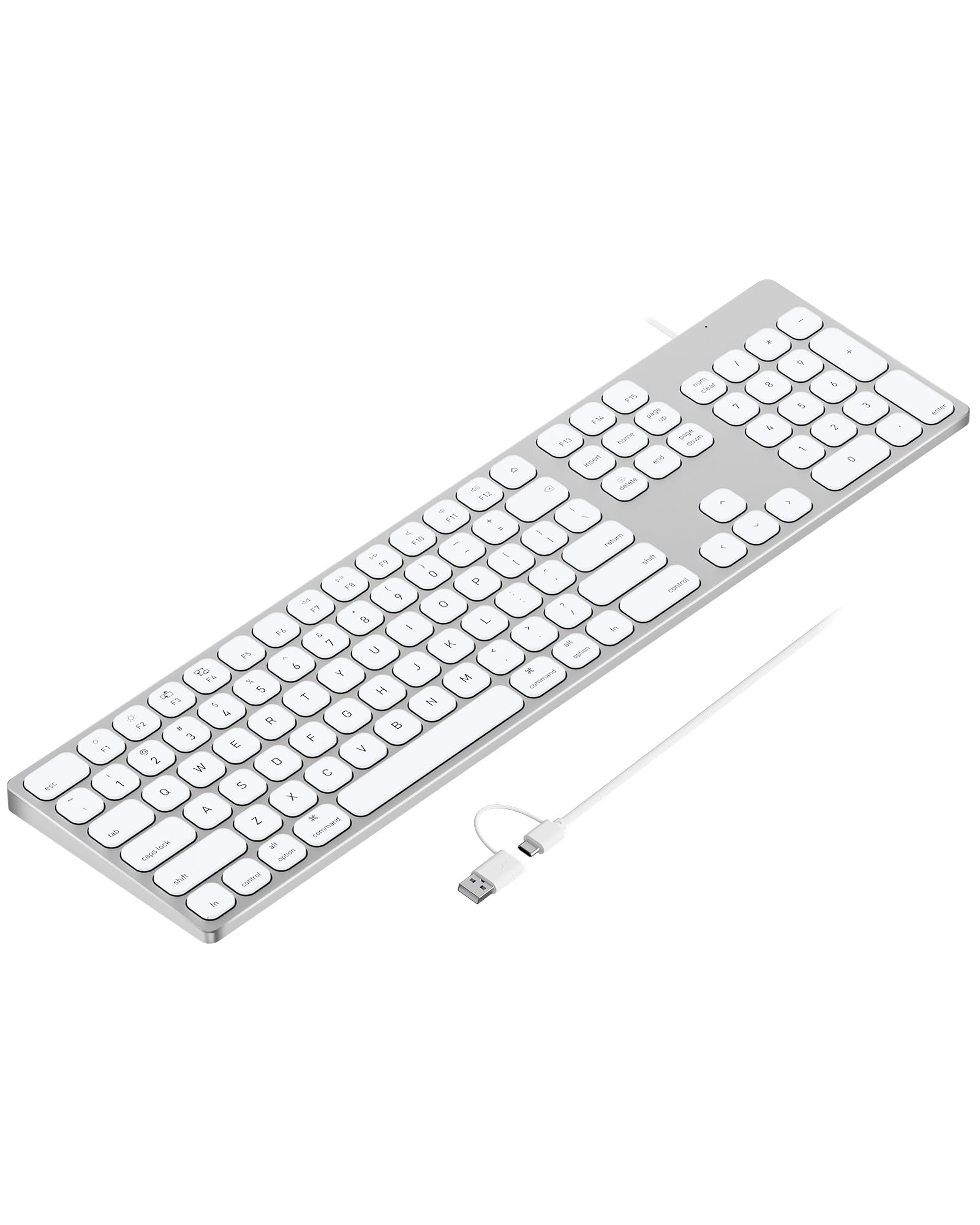 Aluminum USB Wired Keyboard with Numeric Keypad for Apple Mac Pro, Mini