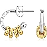 QOBEBOTA Gold Hoop Earrings for Women Trendy Stainless Steel Hypoallergenic Earrings for Sensitive Ears 4mm Hollow Tube Lightweight Non Tarnish Silver Hoops Jewelry Gifts for Women