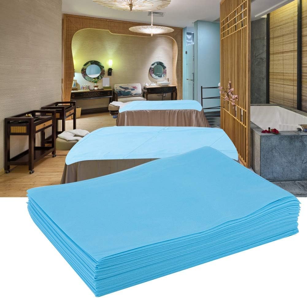 Healthcom Massage Bed Sheet Disposable Sheets Non-Woven Fabric Cover Pad Table 70 x 31.5 inch Bed Sheet for SPA Tattoo Hotels Beauty Salon,Blue(20 Pcs): Health & Personal Care