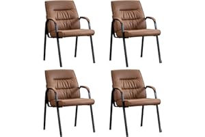 BoisKom Office Guest Reception Chair Set of 4, Conference Room Chairs Waiting Room Chairs 4 Pack, Modern Leather Office Desk Chair No Wheels.