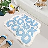 SHIYUE You Look Good Bath Mat Cute Funny Flower Bathroom Rug, Soft Absorbent Water Non Slip, Superior Washable Microfiber Coo