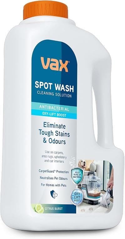 Vax SpotWash Antibacterial Cleaning Solution 1L for Carpets Upholstery Citrus
