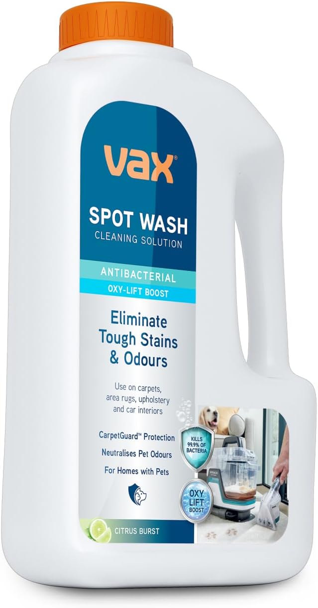 Vax SpotWash Antibacterial Cleaning Solution 1L for Carpets Upholstery Citrus