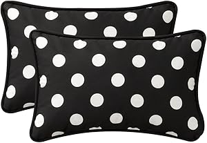 Pillow Perfect Decorative Polka Dot Toss Pillow, Rectangle, Black/White