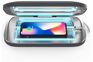 PhoneSoap Pro UV Smart Phone Sanitizer & Universal Cell Phone Charger Box | Patented & Clinically Proven 360-Degree UV-C Disinfection | Disinfects and Charges All Phones (Charcoal)
