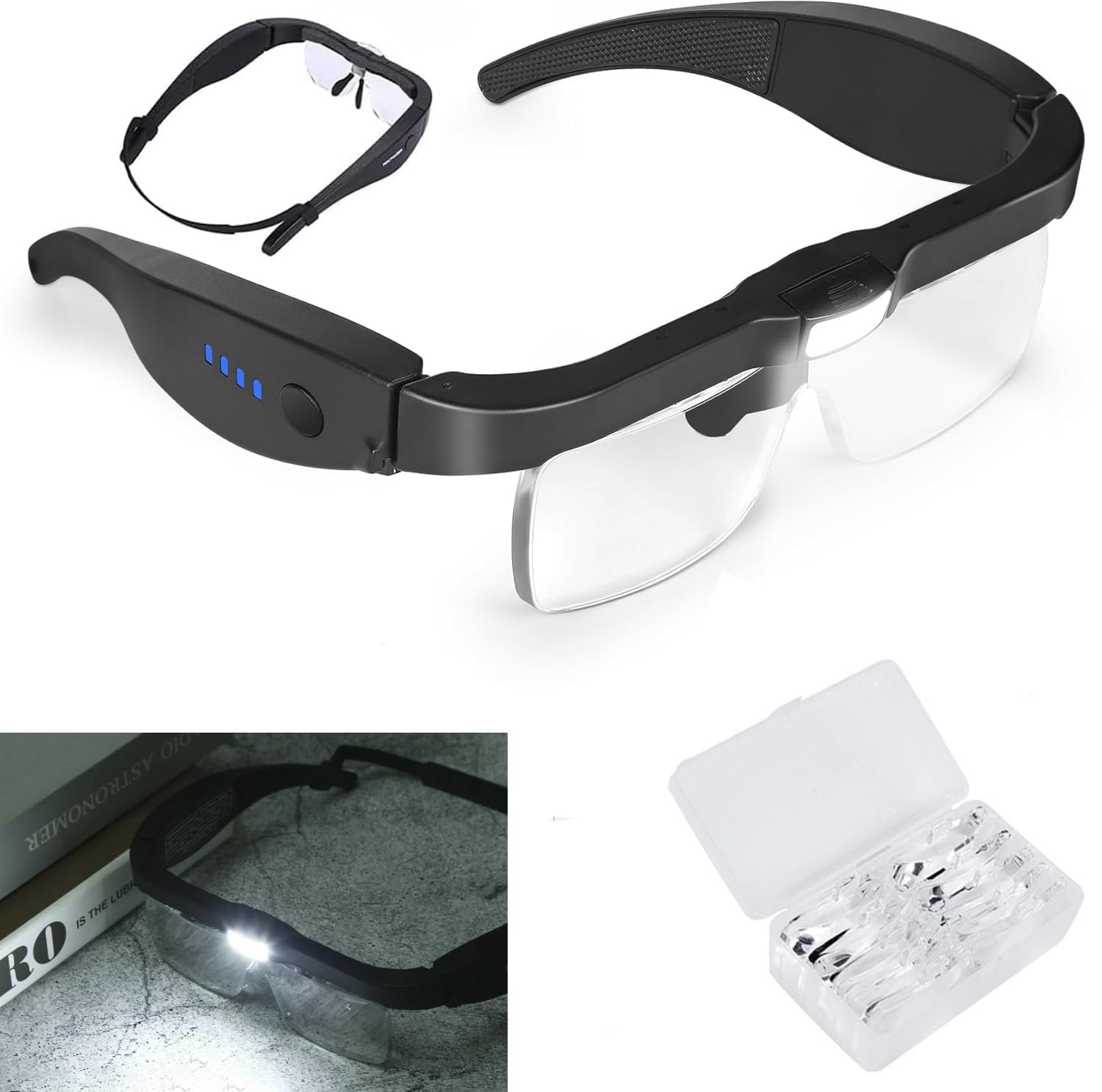 magnifier eyeglasses usb charge
