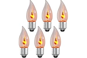 Hompavo E26 Upgraded Flame Light Bulbs, Flickering Fire Light Bulbs Flame Candle for Halloween Christmas Party Patio Porch Home Indoor & Outdoor Decorations - 6 Pack