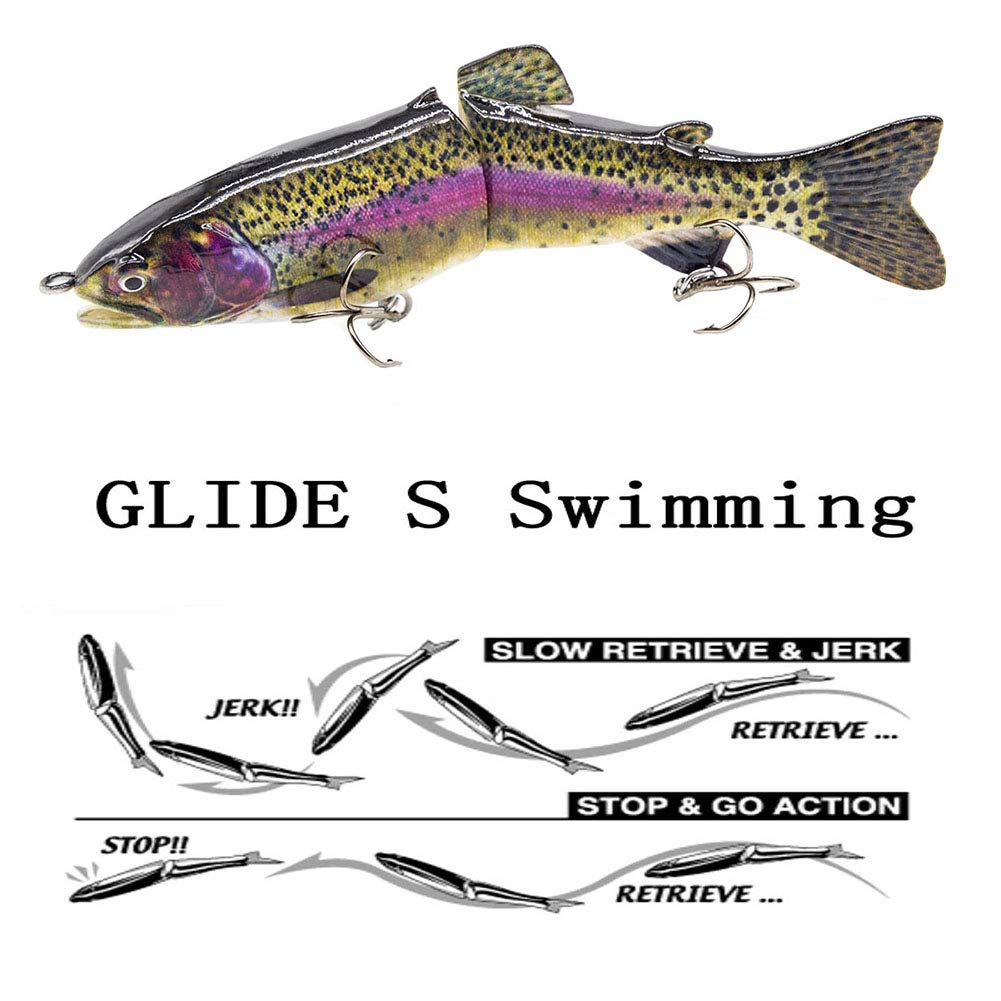 YL OUTDOOR Bass Fishing Lures Slow Sinking Multi Jointed Trout Crankbaits Popper Life-Like Fishing Tackle for Freshwater and Saltwater