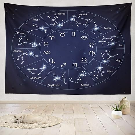 Amazon Co Jp Asoco タペストリー 壁掛け 獅子座 さそり てんびん座 水瓶座 射手座 うお座 やぎ座 牡羊座 牡羊座 ふたご座 座壁タペストリー 寝室 リビングルーム 寮 60x80インチ ホーム キッチン