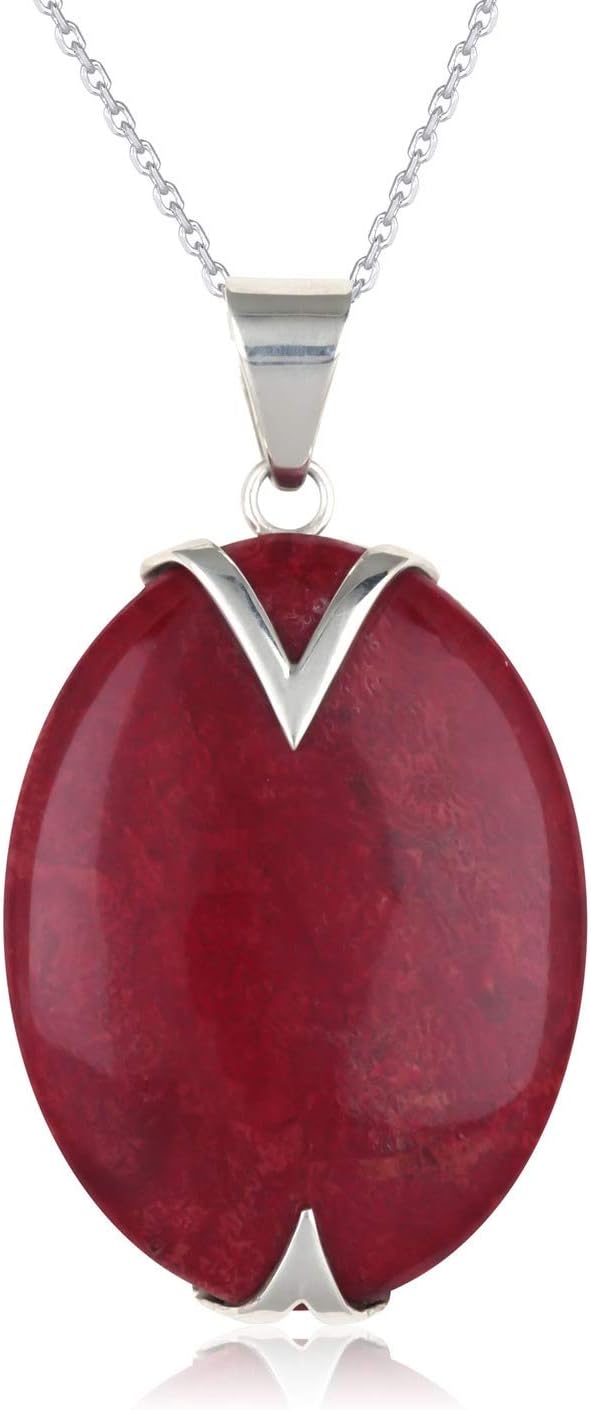 Aden's Jewels Women's White Mother of Pearl and Silver Pendant 40 mm x 25 mm