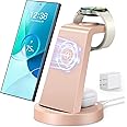 Wireless Charger for Samsung: 3 in 1 Wireless Charging Station for Samsung Galaxy Watch 7 6 5 4 3 Pro Classic Galaxy Buds - Charger Dock Stand for S25 S24 Ultra S23 S22 S21 Note Z Fold Android