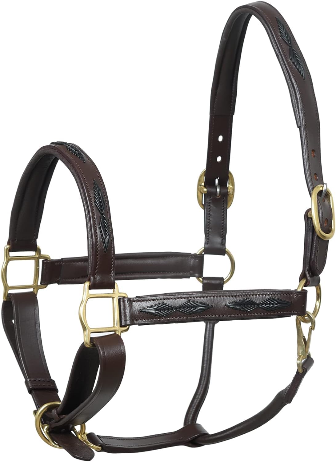 SIE Tack English Horse leather braided brown halter (Cob)