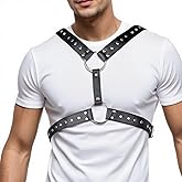 RTeczSolve Men's Chest Harness Belt, Adjustable Body Harness Belt for Men, PU Leather Male Punk Chest Shoulder Harness Muscle Show Fashion Costumes for Cosplay Party