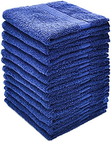 Alurri Washcloth Towel Set, 12-Pack, Extra Soft Cotton Fingertip Towels, Highly Absorbent, Machine Washable, 13" x 13" Mini Multi-purpose, Ideal for Gym, Spa, Face Cleansing, House cleaning. (Navy)