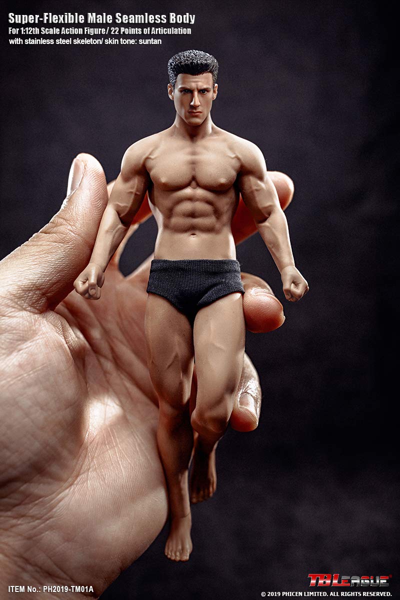 Scarab TBLeague 1/12 Male Body 6 inch Action Figure Full Set-Silicone Body+Head+Underwear Super Flexible Male Dolls for Arts/Drawings/Photography (TM01A)