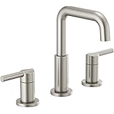Delta Nicoli Brushed Nickel Faucet 3 Hole, 8 Inch Widespread Bathroom Sink Faucet for Vanity, Push-Pop Drain Assembly, Stainless 35849LF-SS