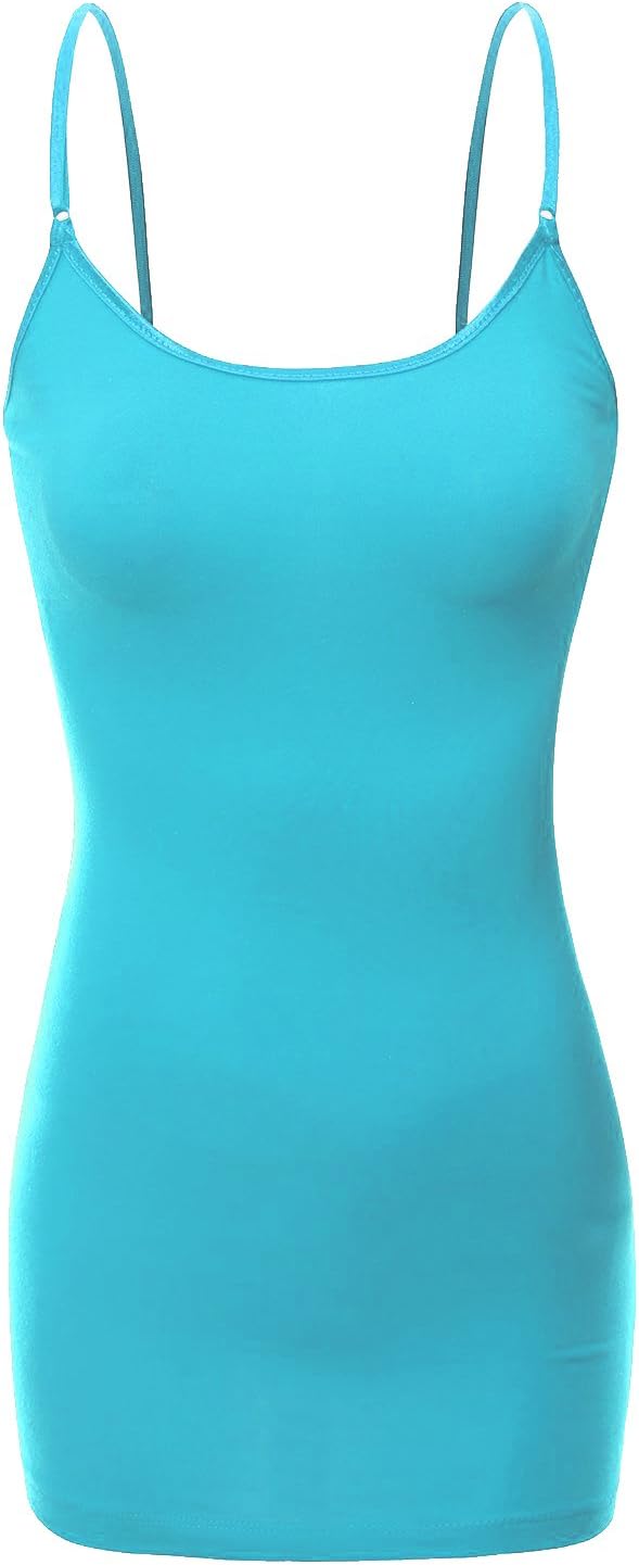Bozzolo Women's Ladies Adjustable Spaghetti Strap Basic Long Cami Tunic Tank Top