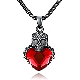 Silikepa Skull Necklace 925 Sterling Silver Gothic Skull Pendant Necklace Gothic Jewelry Halloween Jewelry Gifts for Women Men